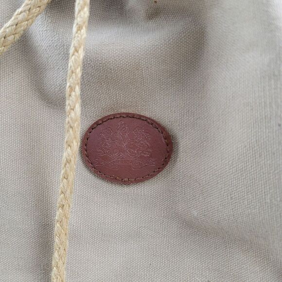 Vintage 90s Ralph Lauren Canvas Drawstring Bucket Bag Backpack Khaki Distressed - Picture 2 of 15